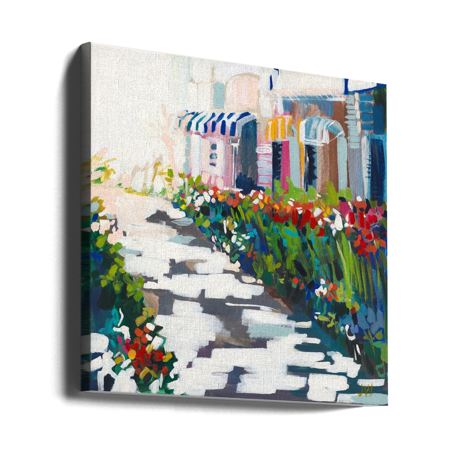 Street Awnings - Square Stretched Canvas, Poster or Fine Art Print I Heart Wall Art