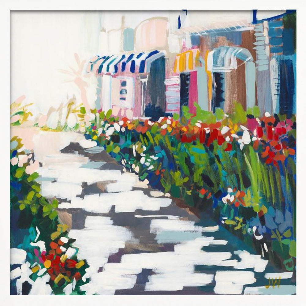 Street Awnings - Square Stretched Canvas, Poster or Fine Art Print I Heart Wall Art