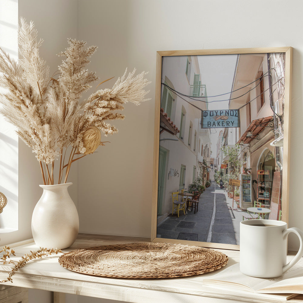 Street in Greece - Stretched Canvas, Poster or Fine Art Print I Heart Wall Art