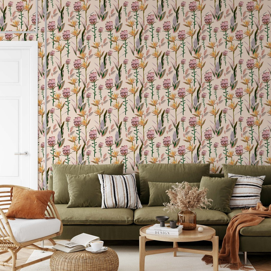 Strelitzia Floral - Tropical Flower Removable Wallpaper - I Heart Wall Art - Poster Print, Canvas Print or Framed Art Print