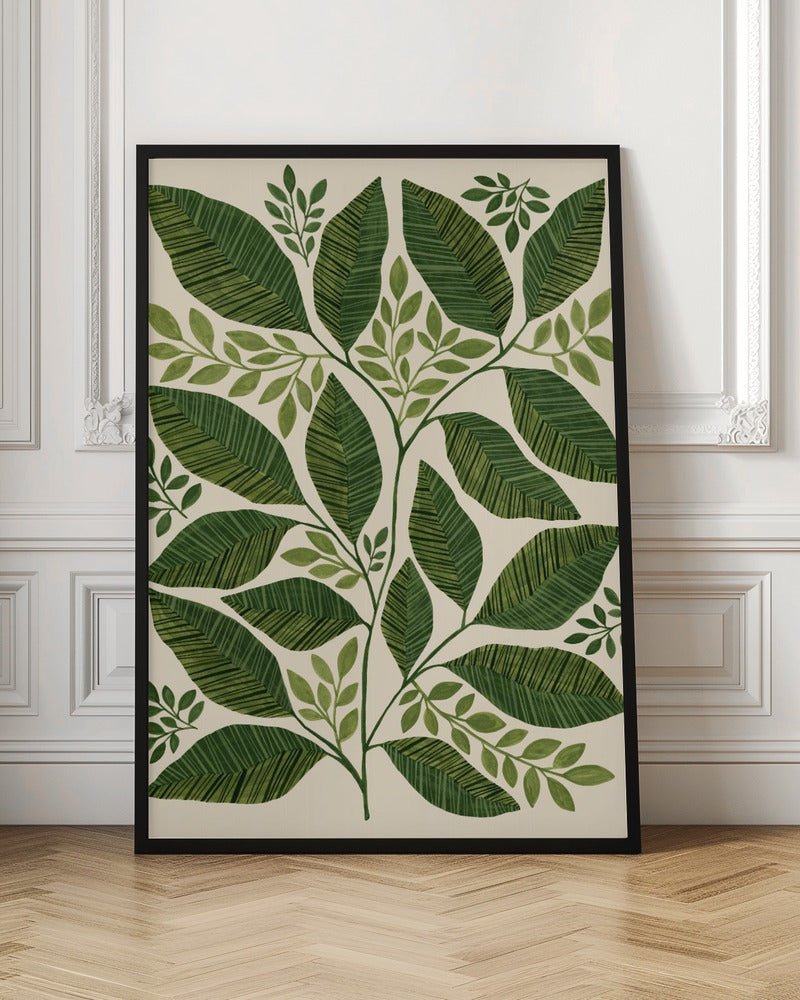Striped Leaves Branch - Stretched Canvas, Poster or Fine Art Print - I Heart Wall Art - Poster Print, Canvas Print or Framed Art Print