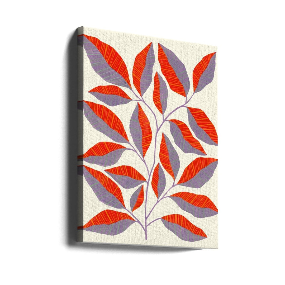 Striped Leaves Branch - Stretched Canvas, Poster or Fine Art Print - I Heart Wall Art - Poster Print, Canvas Print or Framed Art Print