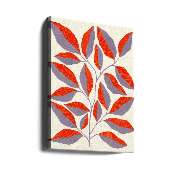 Striped Leaves Branch - Stretched Canvas, Poster or Fine Art Print - I Heart Wall Art - Poster Print, Canvas Print or Framed Art Print