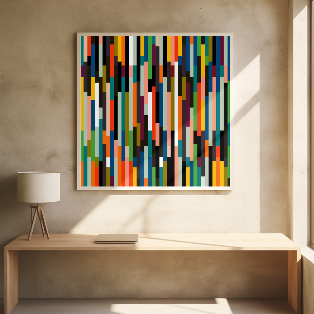 Stripes Retro Big - Square Stretched Canvas, Poster or Fine Art Print I Heart Wall Art
