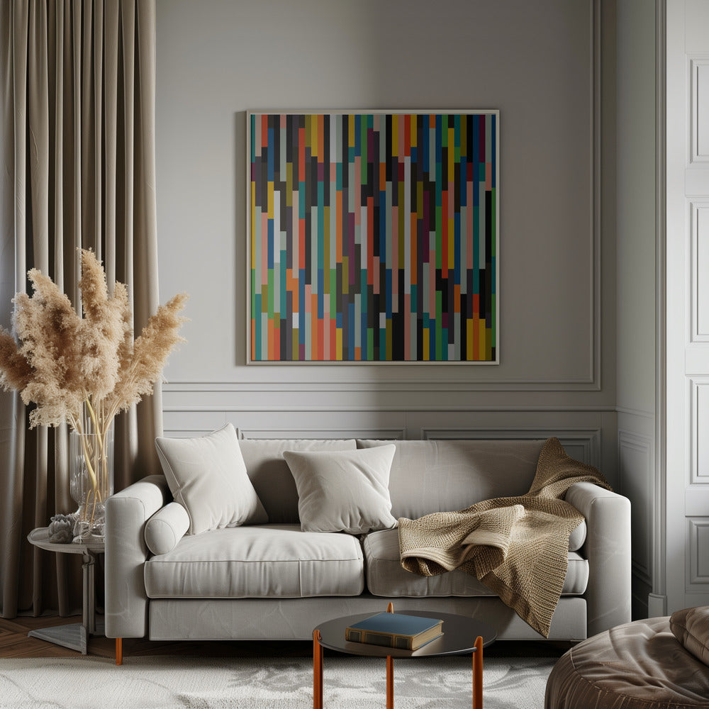 Stripes Retro Big - Square Stretched Canvas, Poster or Fine Art Print I Heart Wall Art