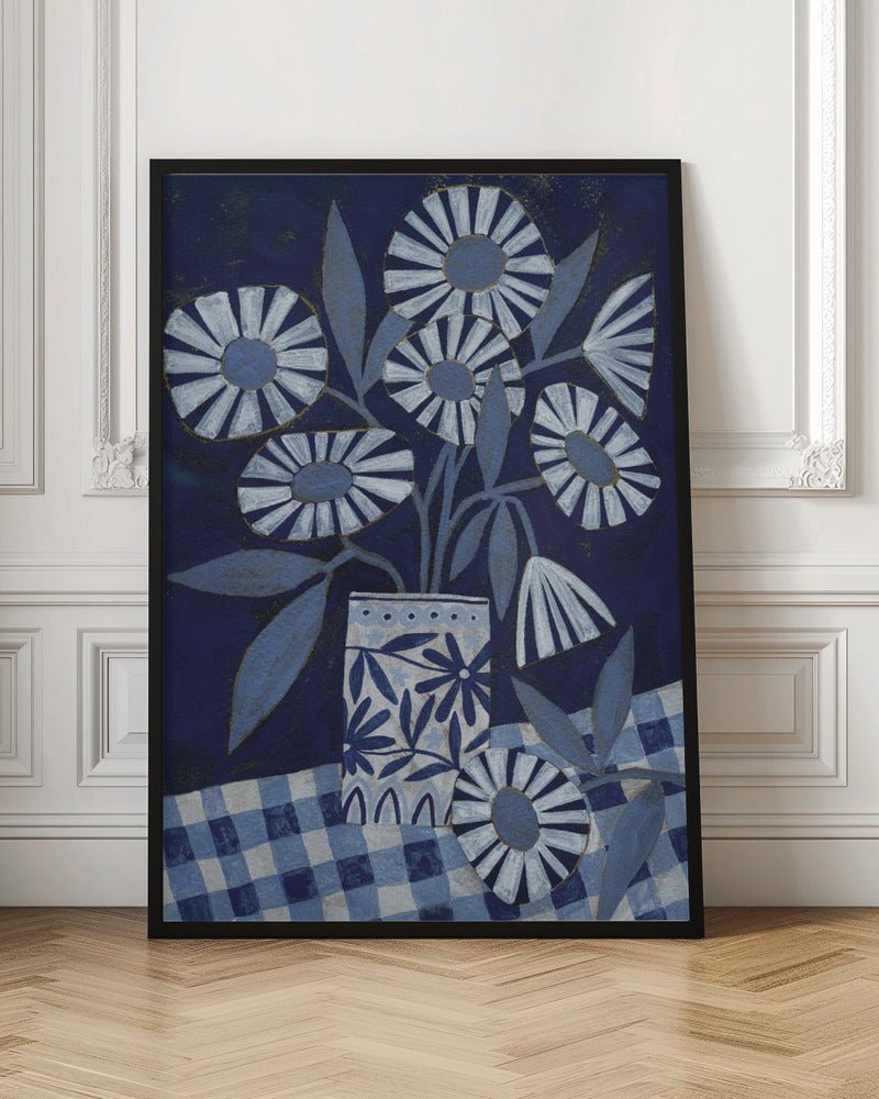 Stylized Flowers In A Decorative Vase - Stretched Canvas, Poster or Fine Art Print - I Heart Wall Art - Poster Print, Canvas Print or Framed Art Print