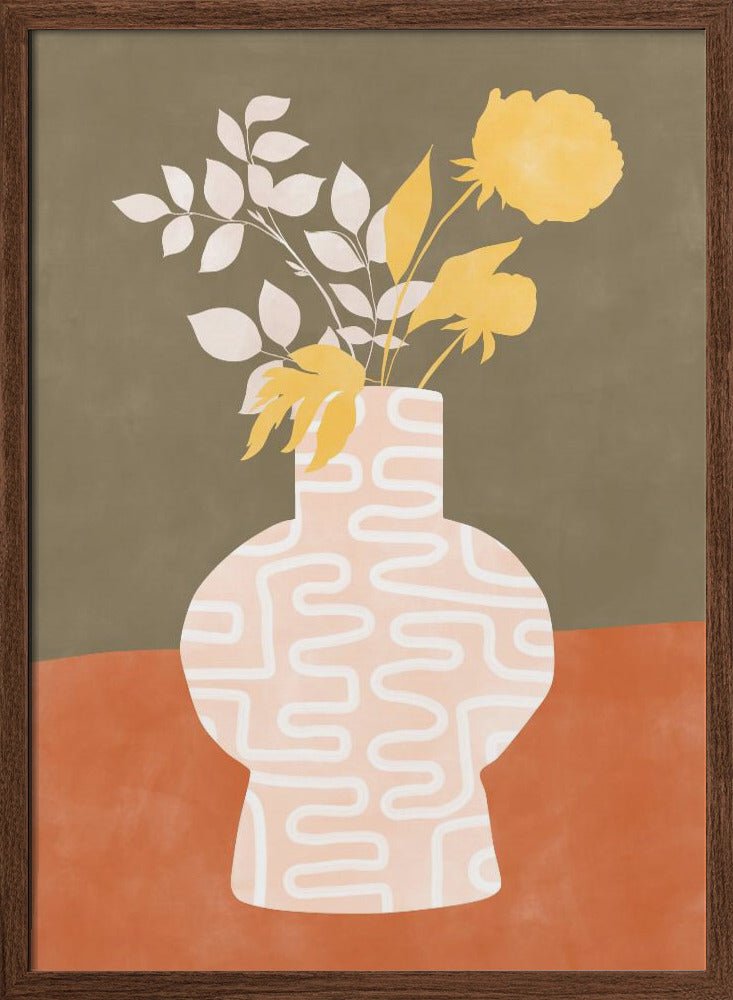 Stylized Vase With White Patterns - Stretched Canvas, Poster or Fine Art Print - I Heart Wall Art - Poster Print, Canvas Print or Framed Art Print
