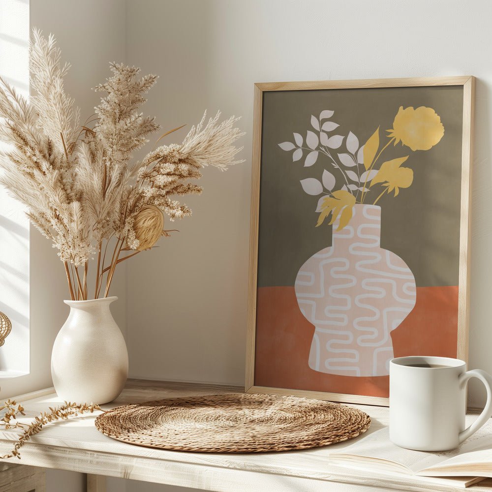 Stylized Vase With White Patterns - Stretched Canvas, Poster or Fine Art Print - I Heart Wall Art - Poster Print, Canvas Print or Framed Art Print