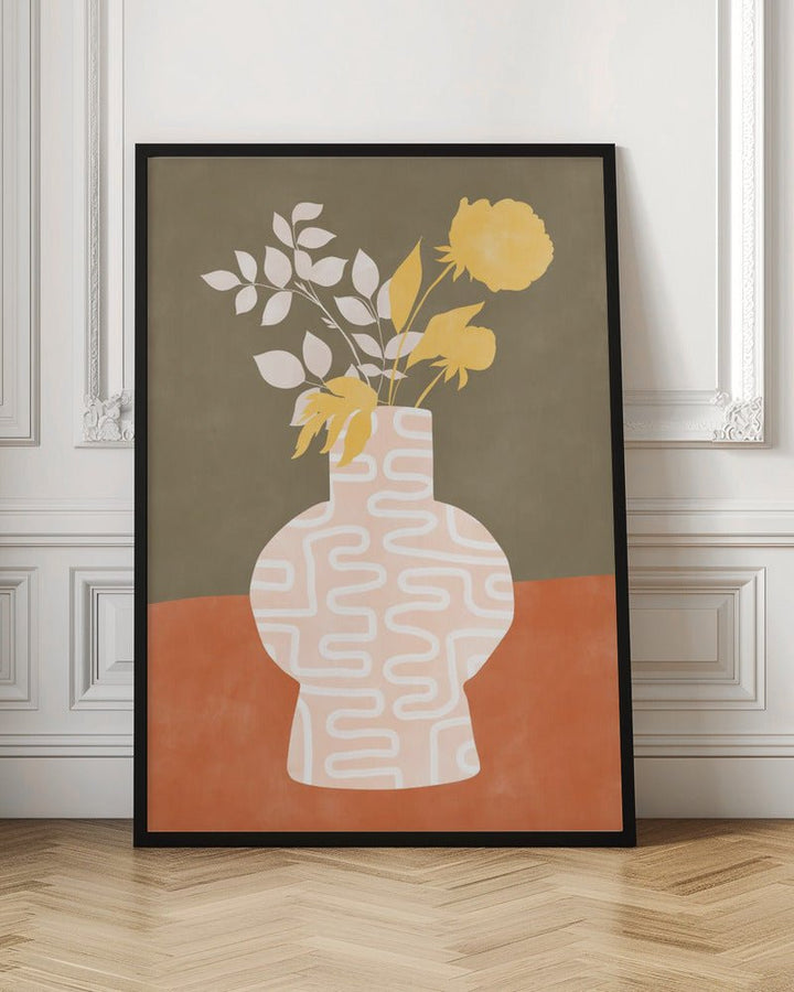 Stylized Vase With White Patterns - Stretched Canvas, Poster or Fine Art Print - I Heart Wall Art - Poster Print, Canvas Print or Framed Art Print