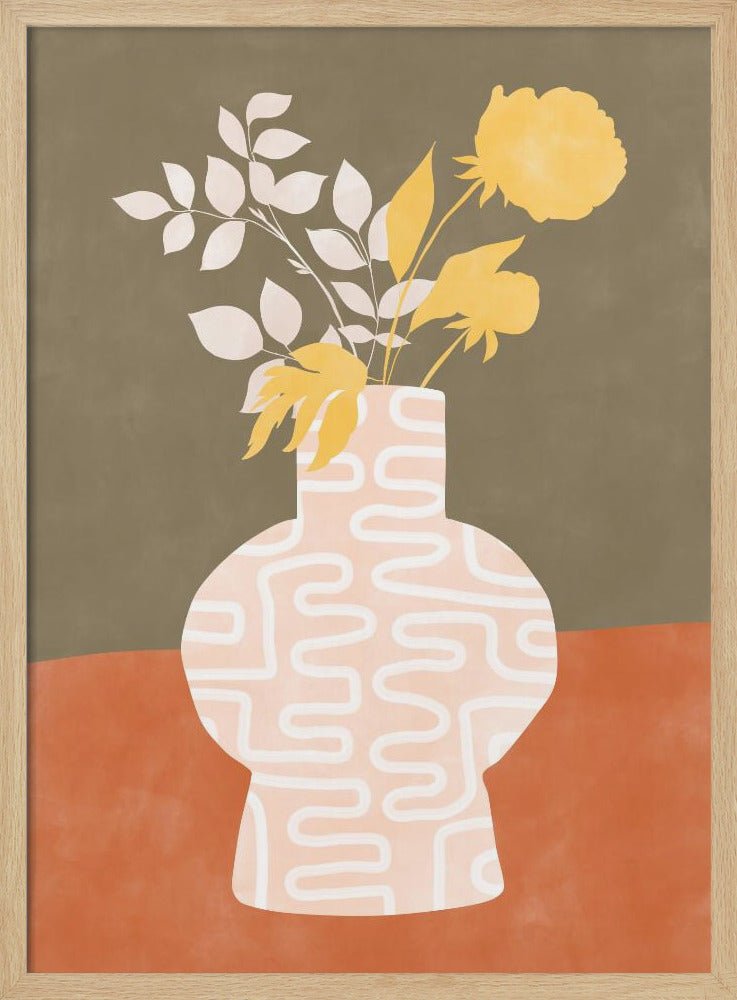 Stylized Vase With White Patterns - Stretched Canvas, Poster or Fine Art Print - I Heart Wall Art - Poster Print, Canvas Print or Framed Art Print