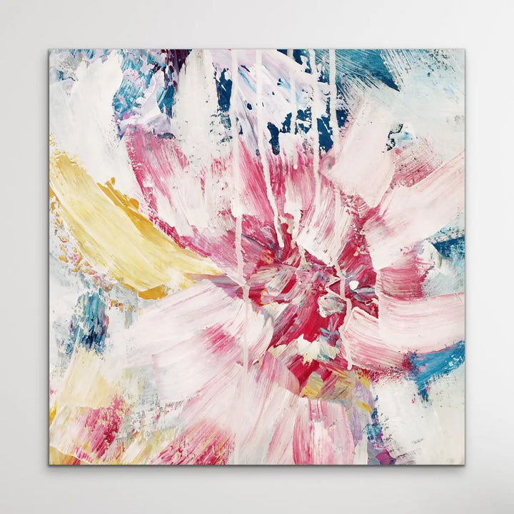 Summer - Abstract Square Canvas Floral Print - I Heart Wall Art