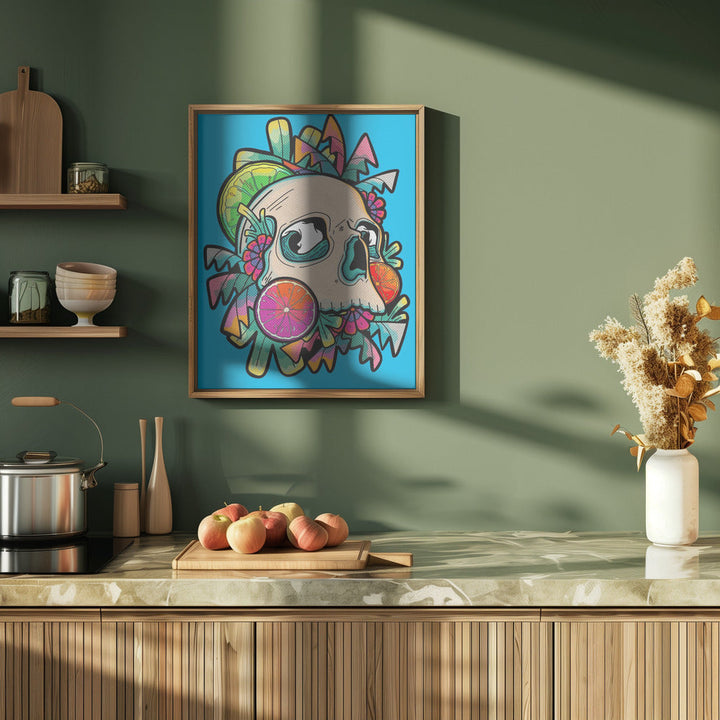 Summer Fruit Skull - Stretched Canvas, Poster or Fine Art Print I Heart Wall Art