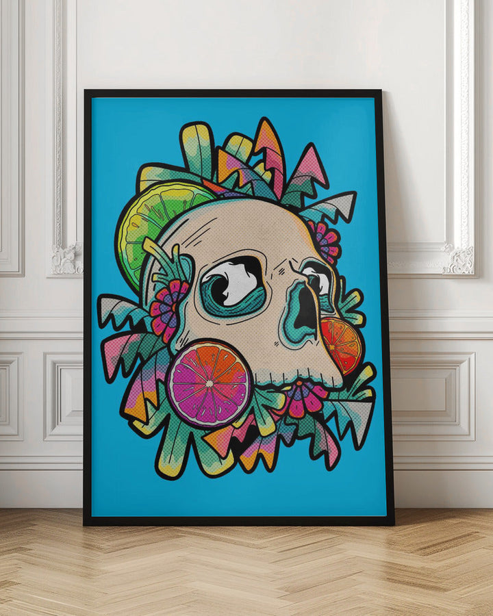 Summer Fruit Skull - Stretched Canvas, Poster or Fine Art Print I Heart Wall Art