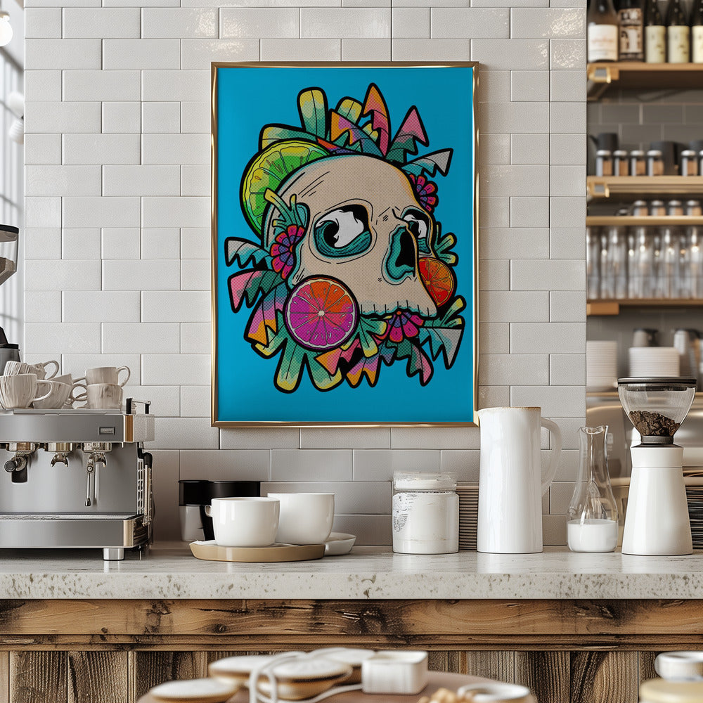 Summer Fruit Skull - Stretched Canvas, Poster or Fine Art Print I Heart Wall Art