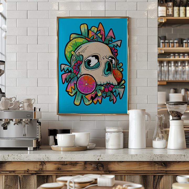 Summer Fruit Skull - Stretched Canvas, Poster or Fine Art Print I Heart Wall Art