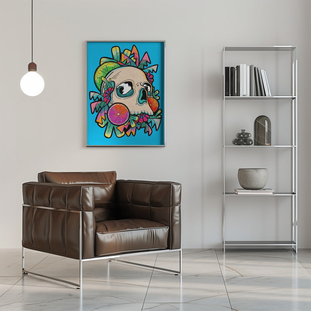 Summer Fruit Skull - Stretched Canvas, Poster or Fine Art Print I Heart Wall Art