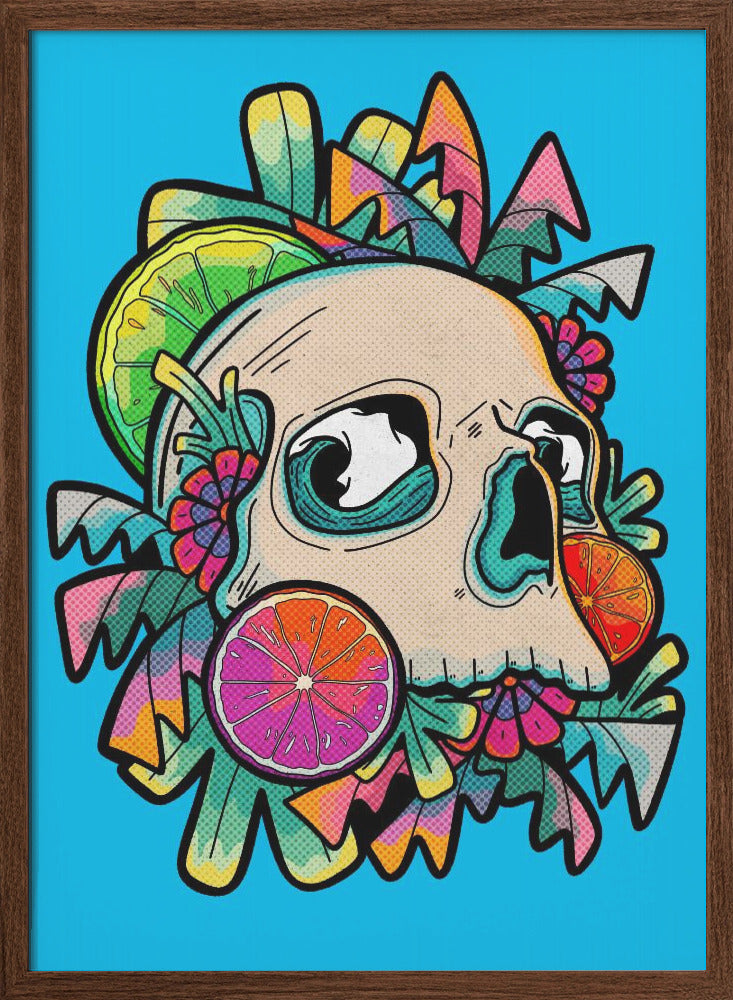 Summer Fruit Skull - Stretched Canvas, Poster or Fine Art Print I Heart Wall Art