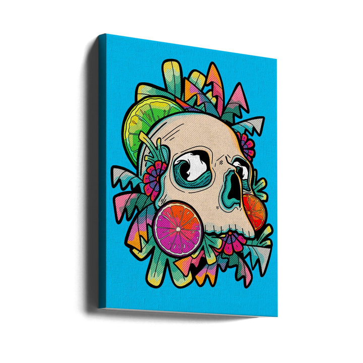 Summer Fruit Skull - Stretched Canvas, Poster or Fine Art Print I Heart Wall Art