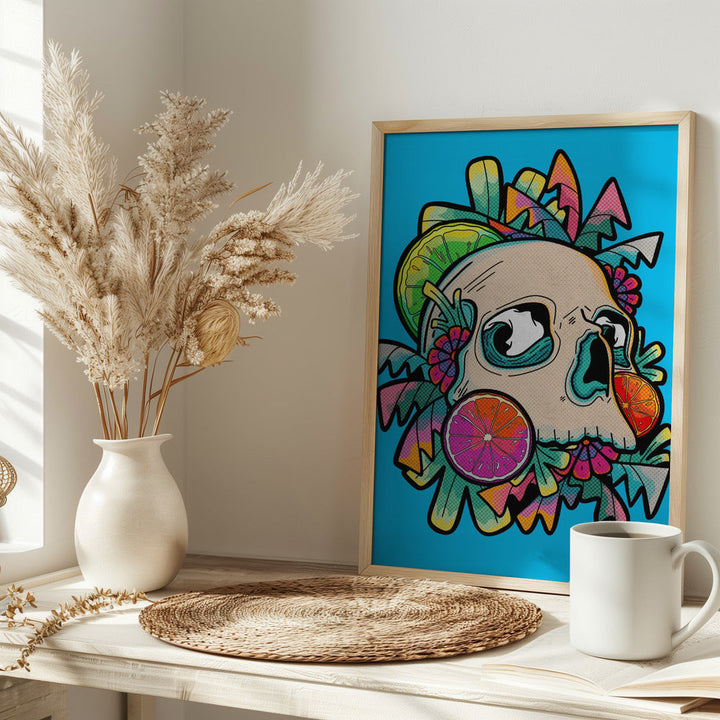 Summer Fruit Skull - Stretched Canvas, Poster or Fine Art Print I Heart Wall Art