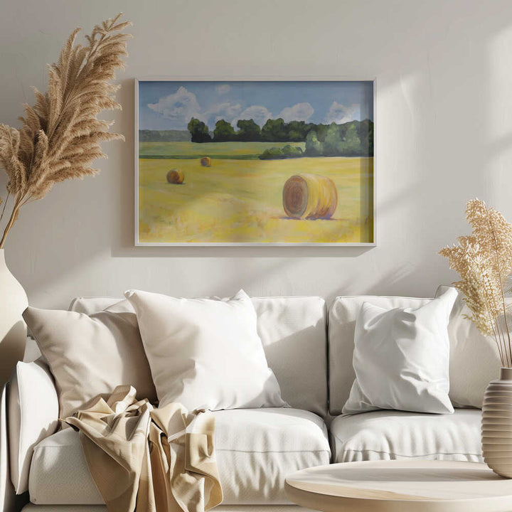 Summer Hay Bales - Stretched Canvas, Poster or Fine Art Print - I Heart Wall Art - Poster Print, Canvas Print or Framed Art Print