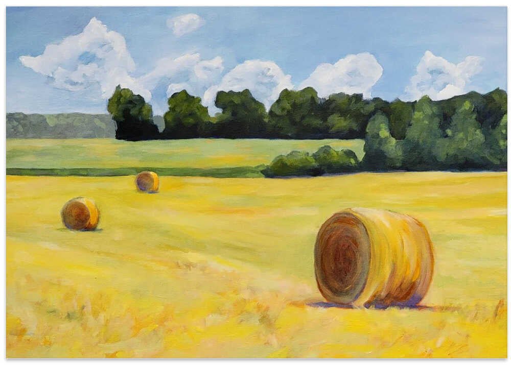Summer Hay Bales - Stretched Canvas, Poster or Fine Art Print - I Heart Wall Art - Poster Print, Canvas Print or Framed Art Print