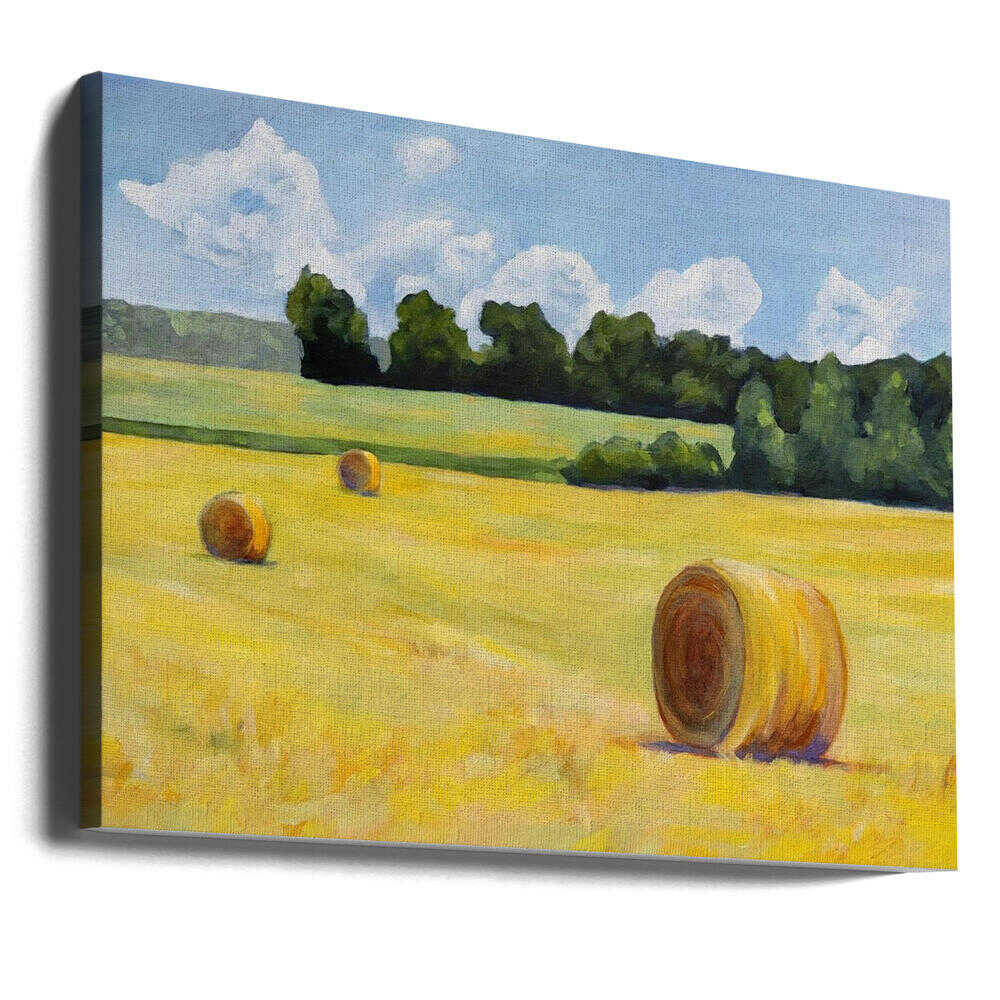 Summer Hay Bales - Stretched Canvas, Poster or Fine Art Print - I Heart Wall Art - Poster Print, Canvas Print or Framed Art Print