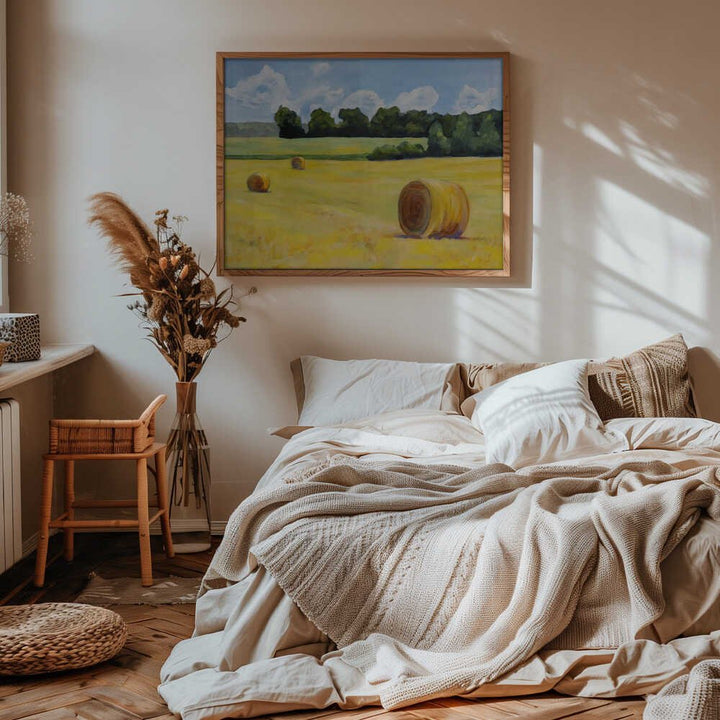 Summer Hay Bales - Stretched Canvas, Poster or Fine Art Print - I Heart Wall Art - Poster Print, Canvas Print or Framed Art Print