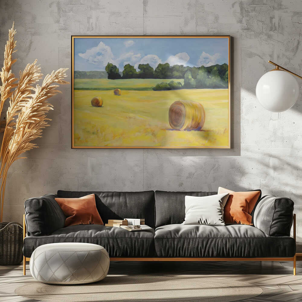 Summer Hay Bales - Stretched Canvas, Poster or Fine Art Print - I Heart Wall Art - Poster Print, Canvas Print or Framed Art Print