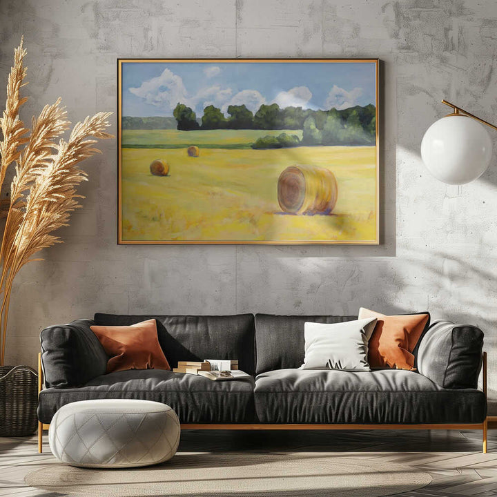 Summer Hay Bales - Stretched Canvas, Poster or Fine Art Print - I Heart Wall Art - Poster Print, Canvas Print or Framed Art Print