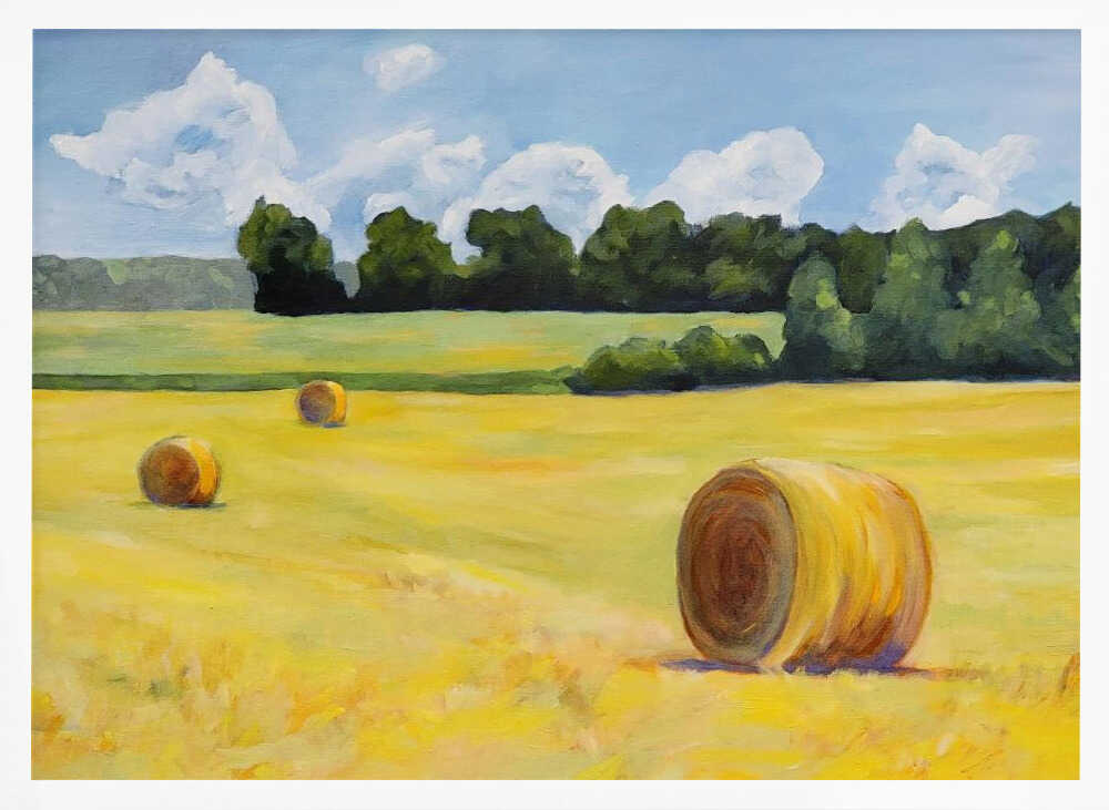 Summer Hay Bales - Stretched Canvas, Poster or Fine Art Print - I Heart Wall Art - Poster Print, Canvas Print or Framed Art Print