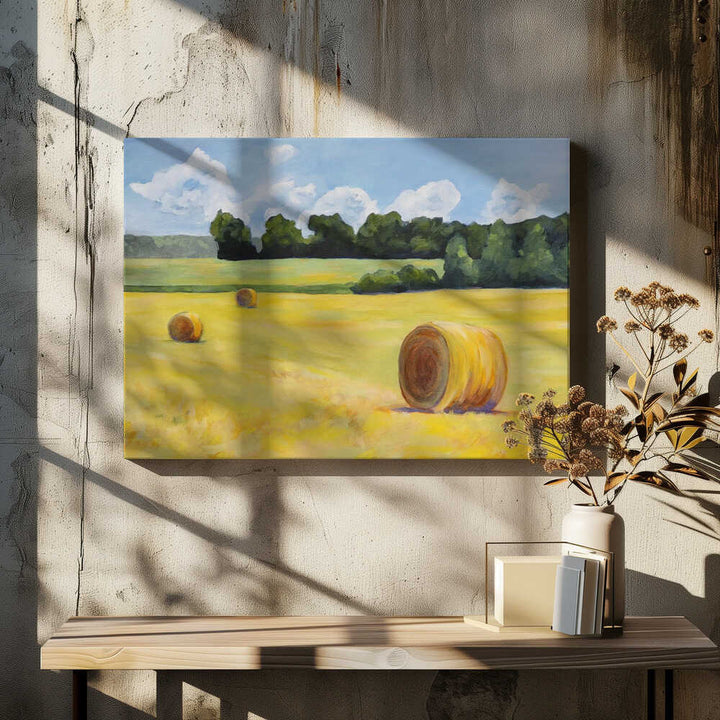 Summer Hay Bales - Stretched Canvas, Poster or Fine Art Print - I Heart Wall Art - Poster Print, Canvas Print or Framed Art Print