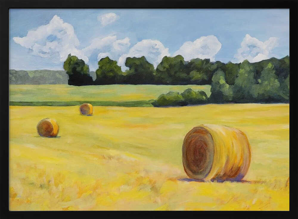 Summer Hay Bales - Stretched Canvas, Poster or Fine Art Print - I Heart Wall Art - Poster Print, Canvas Print or Framed Art Print