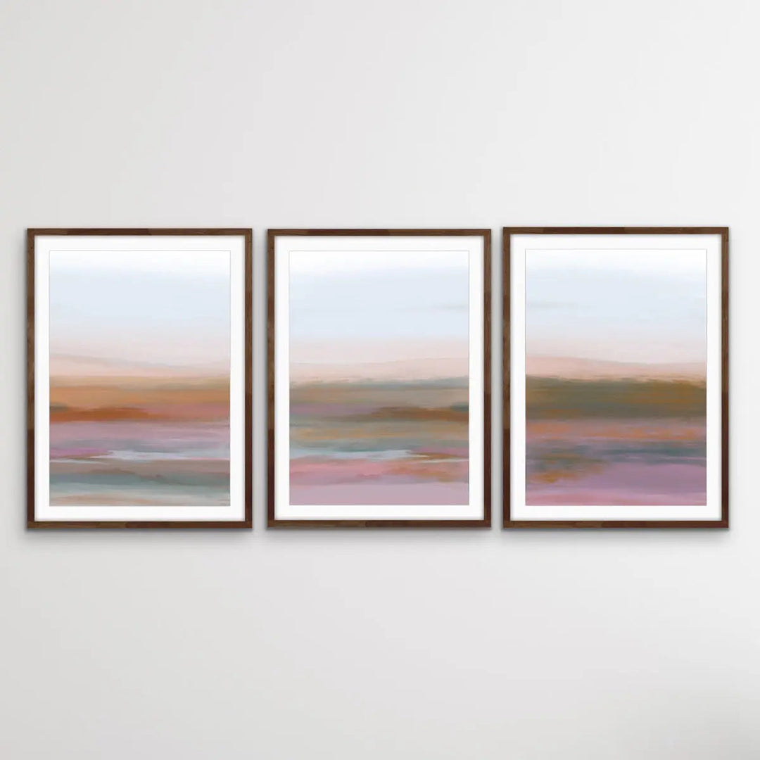 Summer Haze - Three Piece Abstract Landscape Canvas and Art Print Set - I Heart Wall Art
