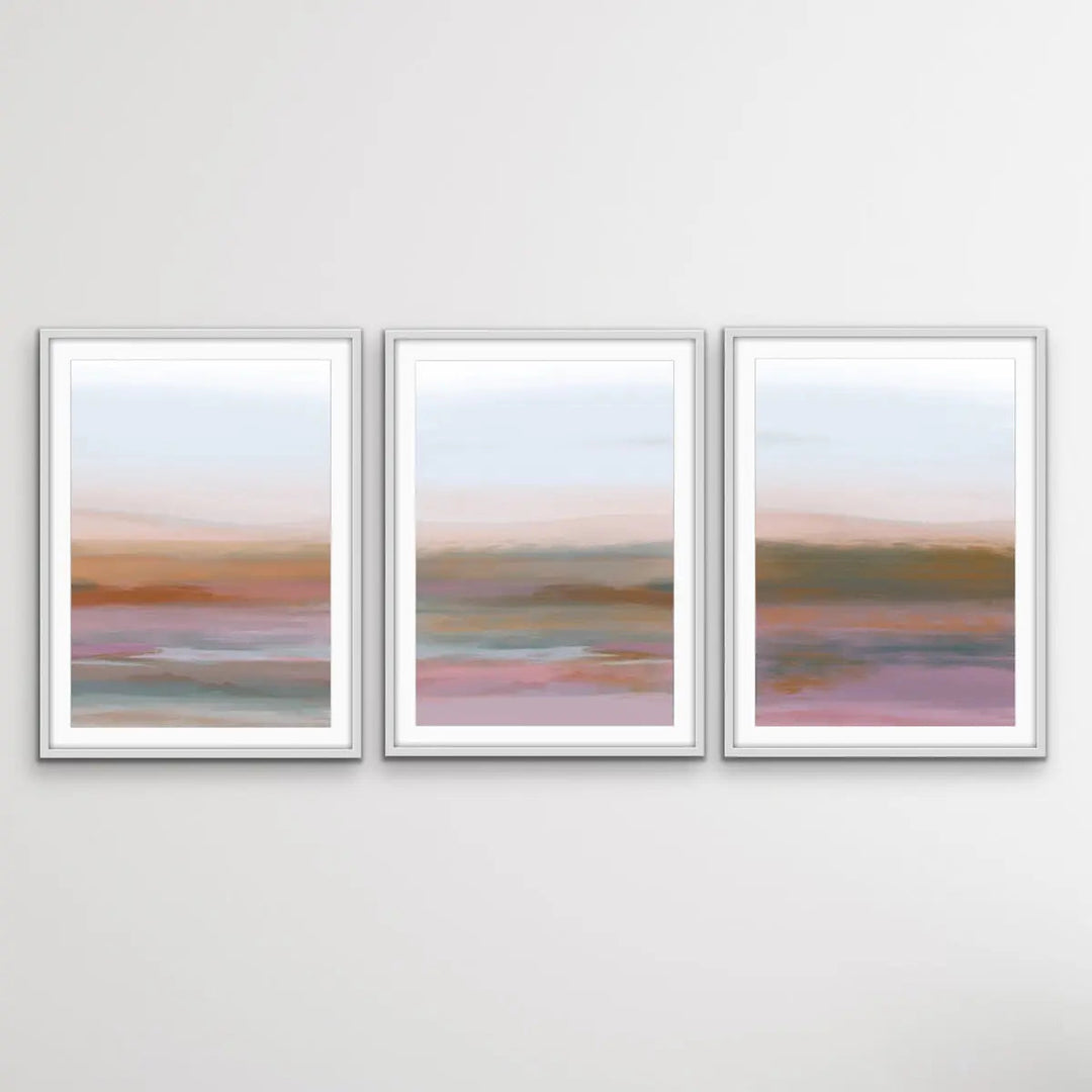 Summer Haze - Three Piece Abstract Landscape Canvas and Art Print Set - I Heart Wall Art