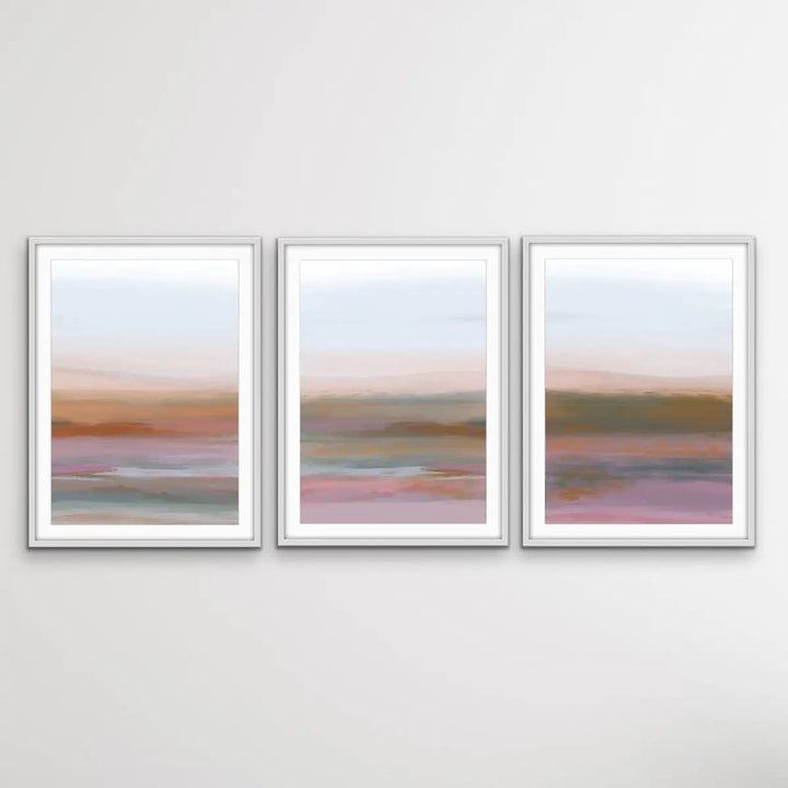 Summer Haze - Three Piece Abstract Landscape Canvas and Art Print Set - I Heart Wall Art