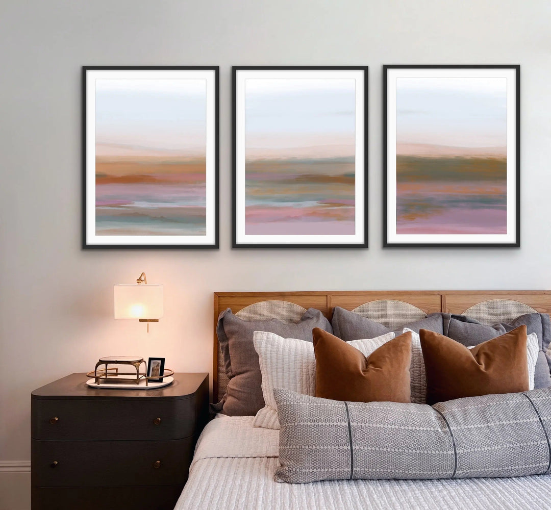 Summer Haze - Three Piece Abstract Landscape Canvas and Art Print Set - I Heart Wall Art