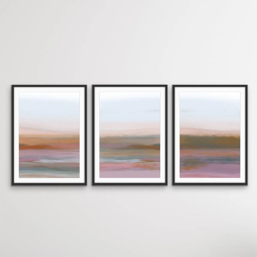 Summer Haze - Three Piece Abstract Landscape Canvas and Art Print Set - I Heart Wall Art