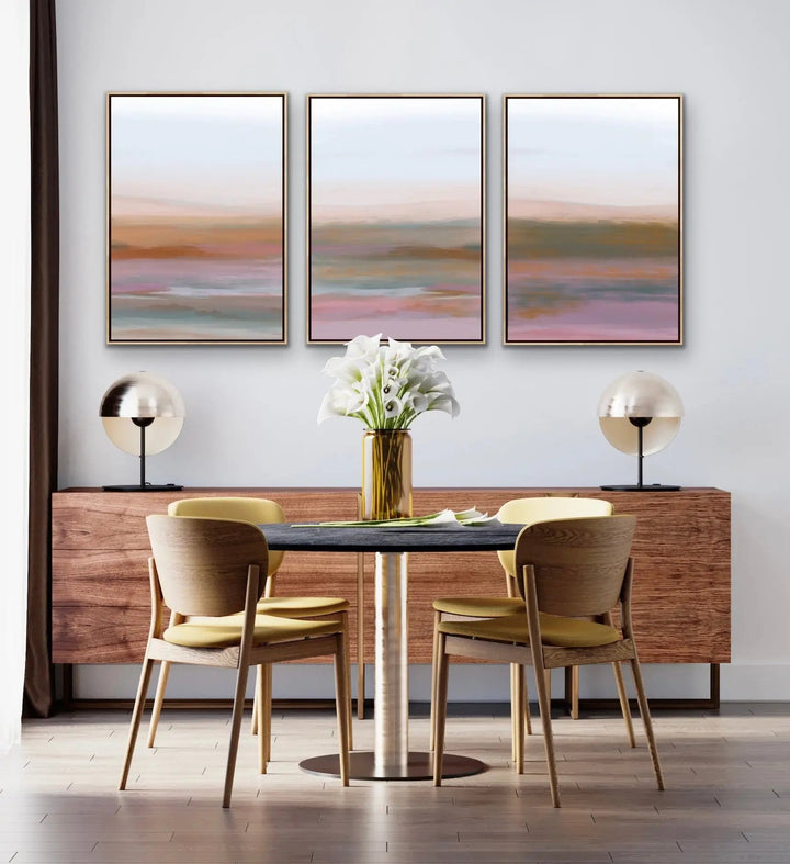 Summer Haze - Three Piece Abstract Landscape Canvas and Art Print Set - I Heart Wall Art