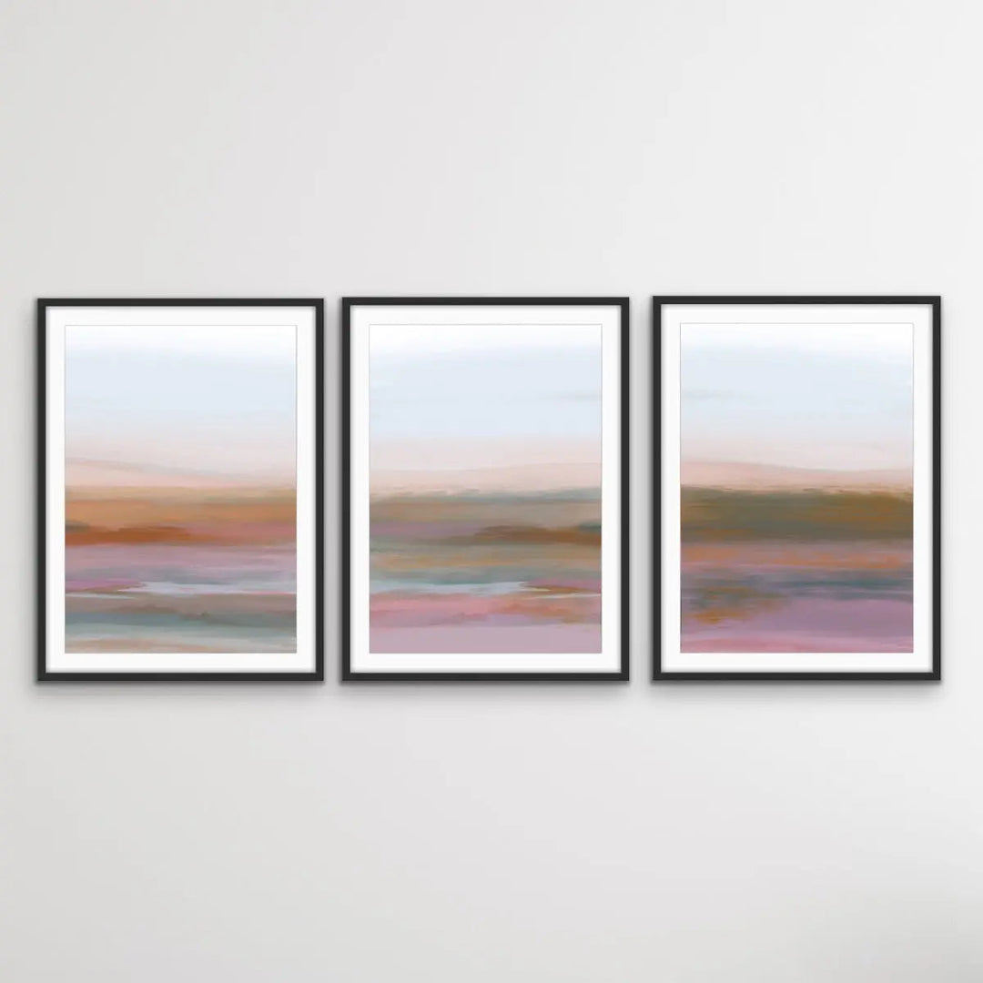 Summer Haze - Three Piece Abstract Landscape Canvas and Art Print Set - I Heart Wall Art