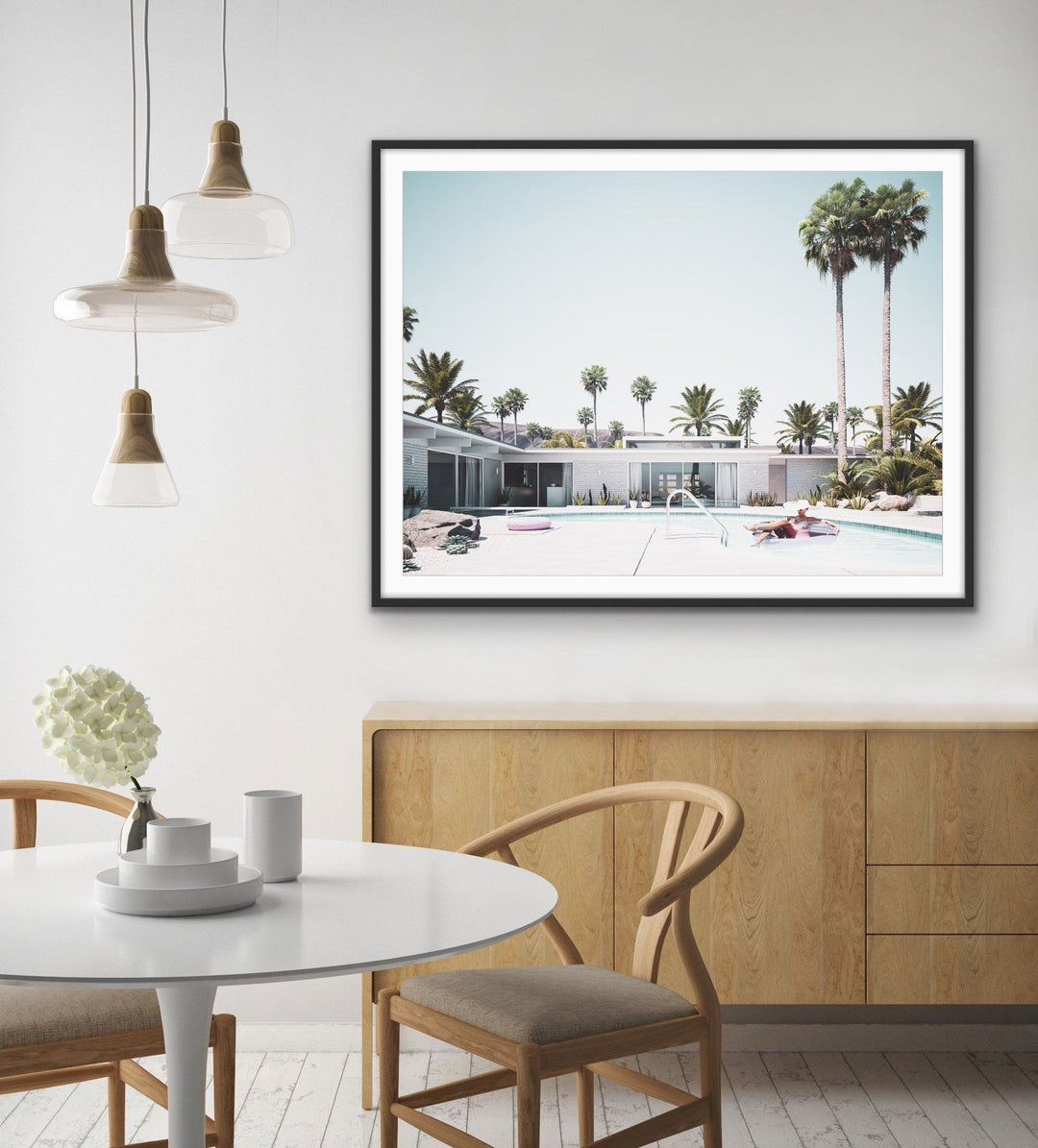 Summer In Palm Springs - Print of Woman In Pool In Palm Springs Motel in Mid Century Style - I Heart Wall Art