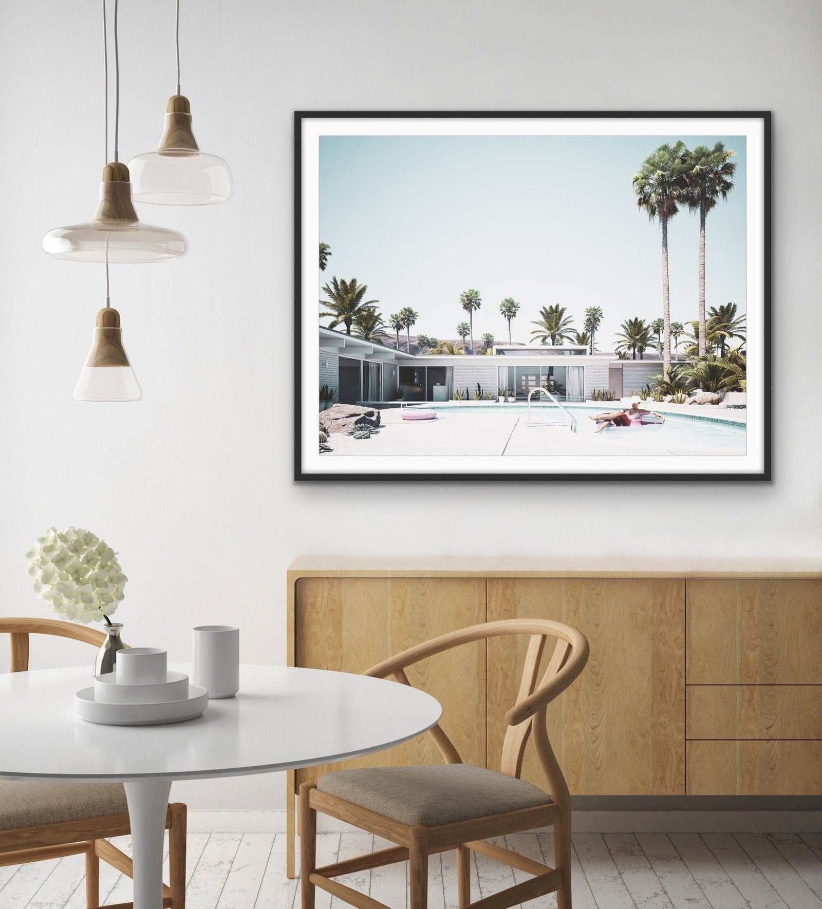 Summer In Palm Springs - Print of Woman In Pool In Palm Springs Motel in Mid Century Style - I Heart Wall Art