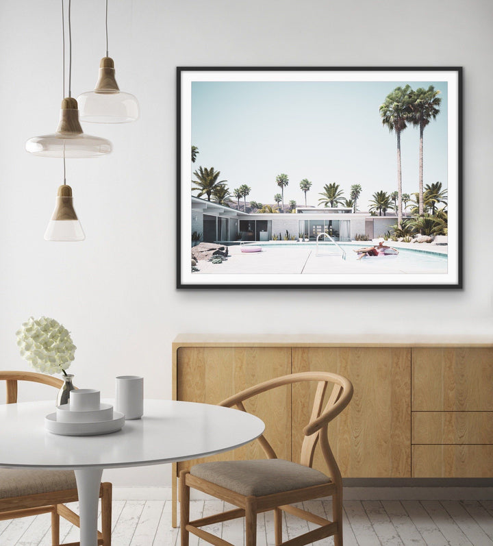Summer In Palm Springs - Print of Woman In Pool In Palm Springs Motel in Mid Century Style - I Heart Wall Art
