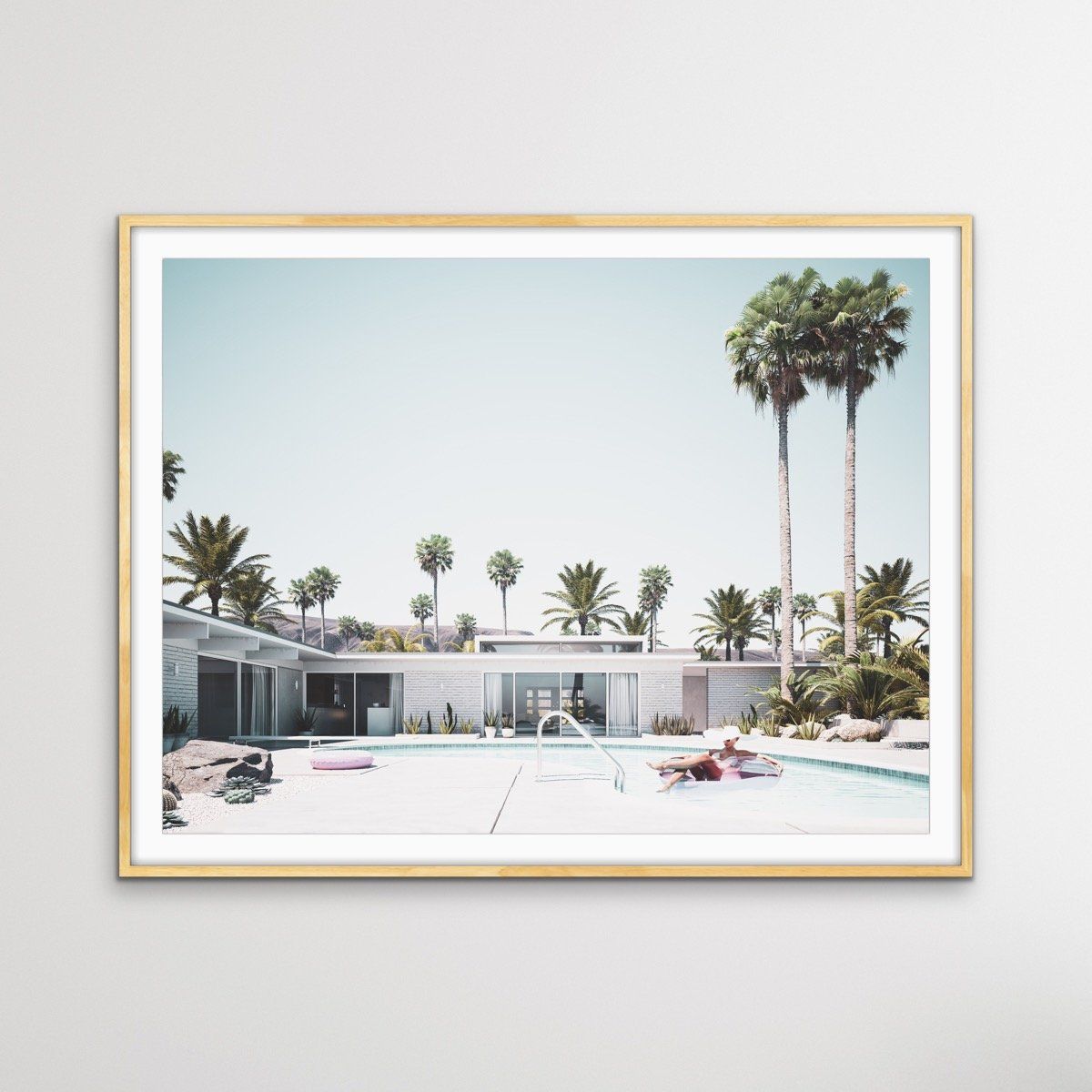 Summer In Palm Springs - Print of Woman In Pool In Palm Springs