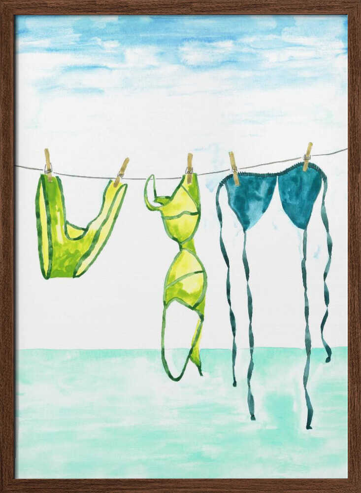 Summer Swimsuits Drying - Stretched Canvas, Poster or Fine Art Print - I Heart Wall Art - Poster Print, Canvas Print or Framed Art Print