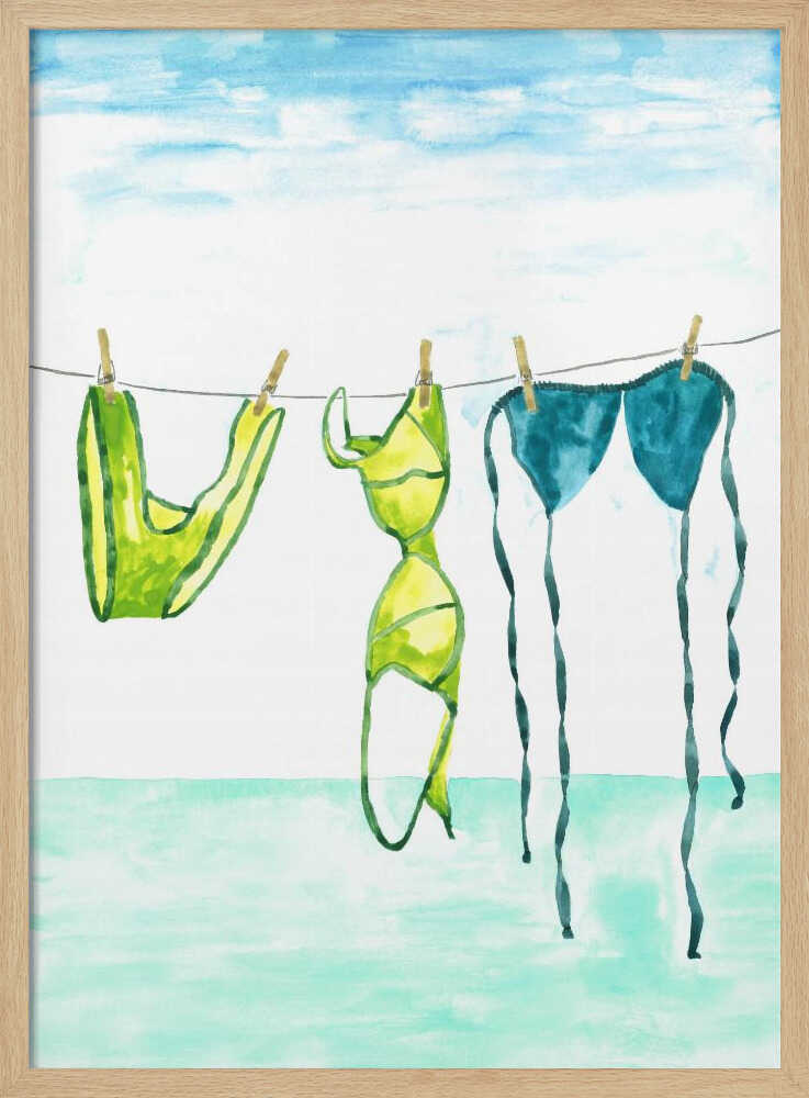 Summer Swimsuits Drying - Stretched Canvas, Poster or Fine Art Print - I Heart Wall Art - Poster Print, Canvas Print or Framed Art Print