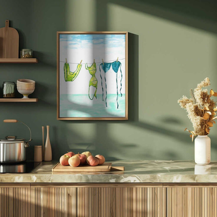Summer Swimsuits Drying - Stretched Canvas, Poster or Fine Art Print - I Heart Wall Art - Poster Print, Canvas Print or Framed Art Print