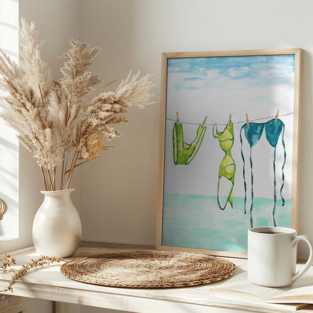Summer Swimsuits Drying - Stretched Canvas, Poster or Fine Art Print - I Heart Wall Art - Poster Print, Canvas Print or Framed Art Print
