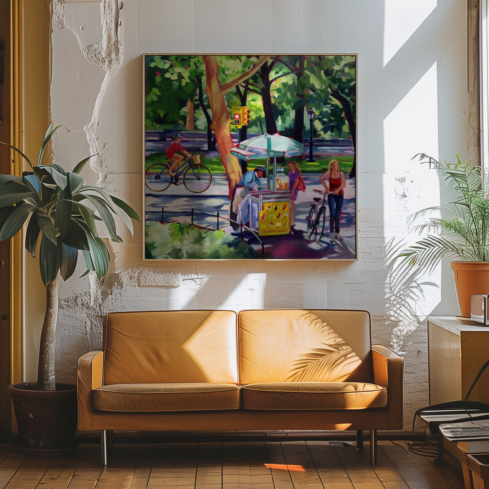 Sunday In Central Park - Square Stretched Canvas, Poster or Fine Art Print I Heart Wall Art