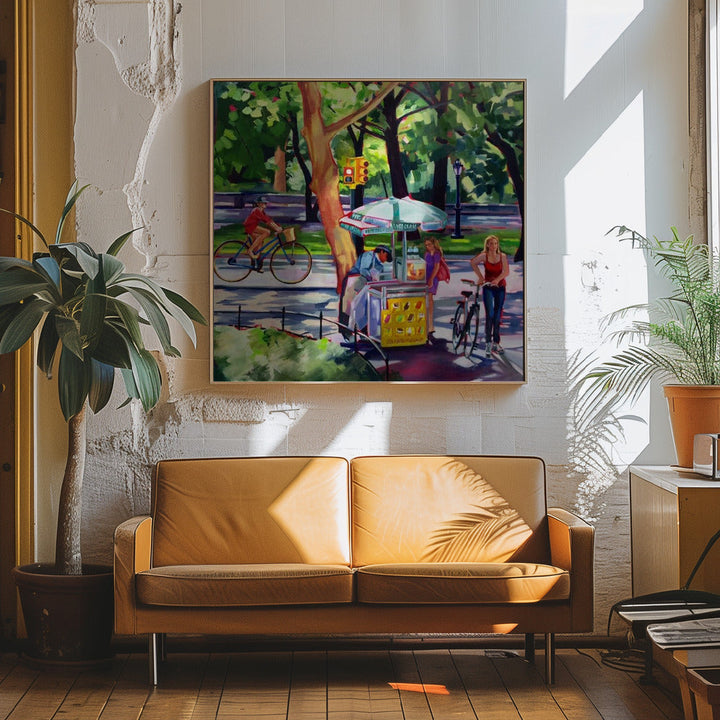 Sunday In Central Park - Square Stretched Canvas, Poster or Fine Art Print I Heart Wall Art