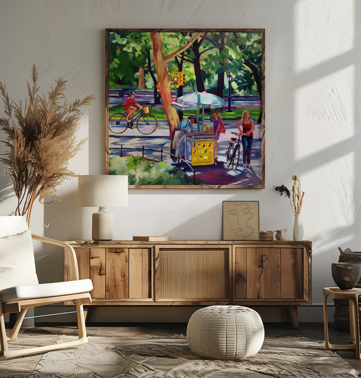 Sunday In Central Park - Square Stretched Canvas, Poster or Fine Art Print I Heart Wall Art